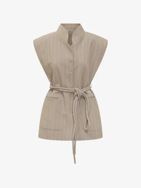 moms pants striped belted jacket