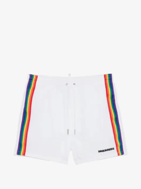 DSQUARED2 Zwembroek met trekkoord en regenboogstreep