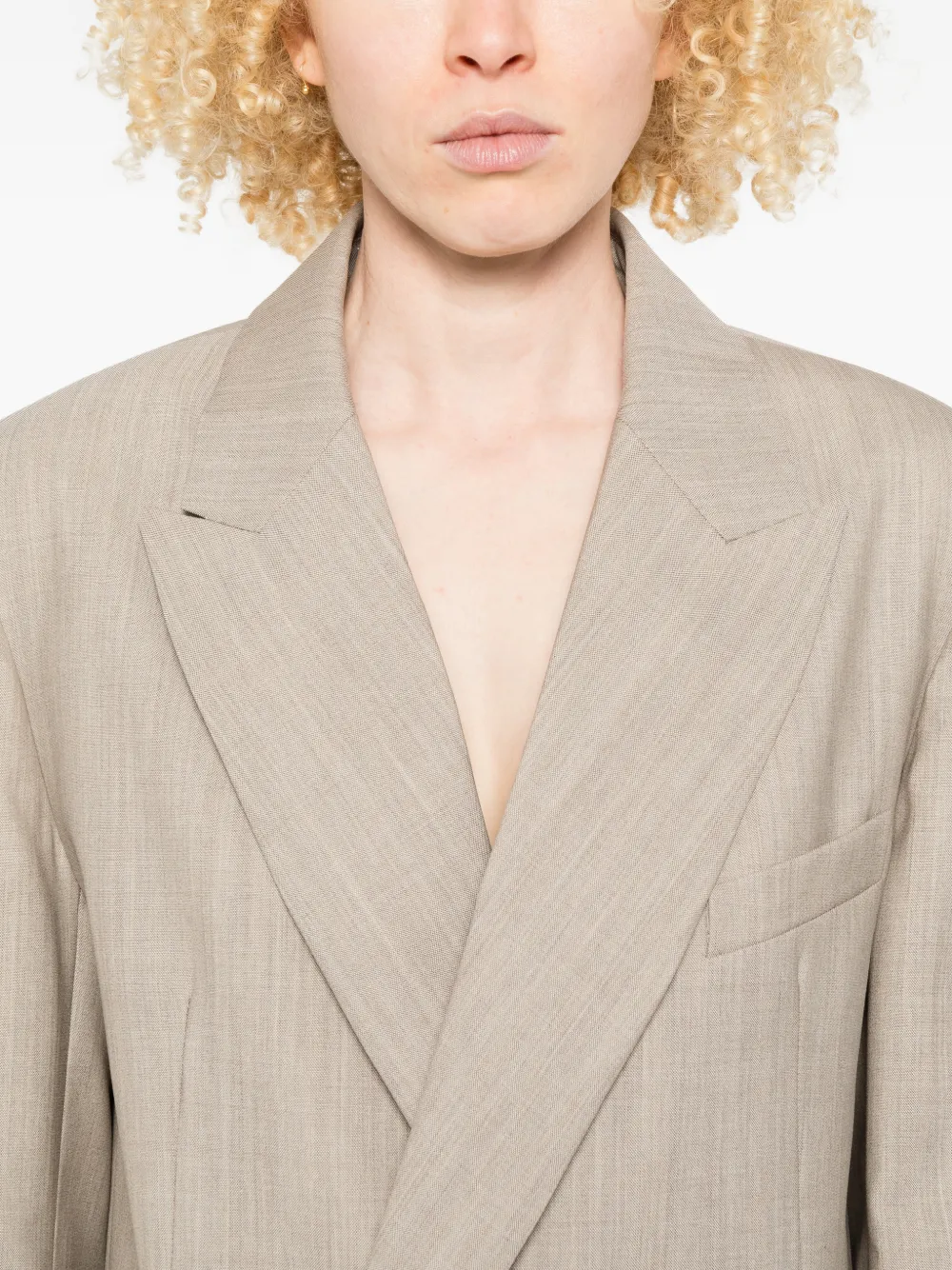 The Frankie Shop Blazer met dubbele rij knopen Beige