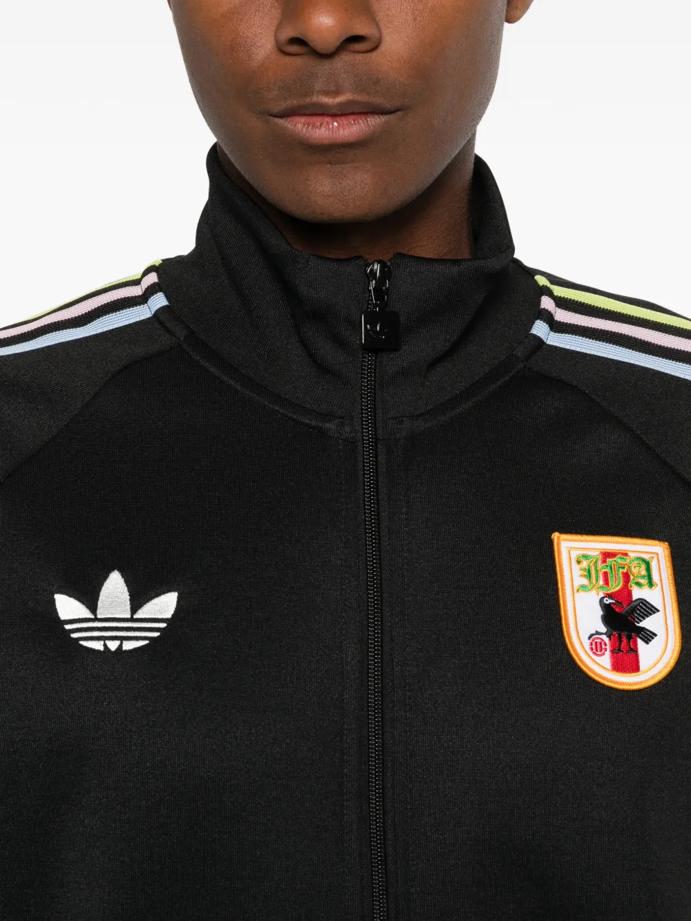 adidas x JFA sweater met ritssluiting en gestreept detail Zwart