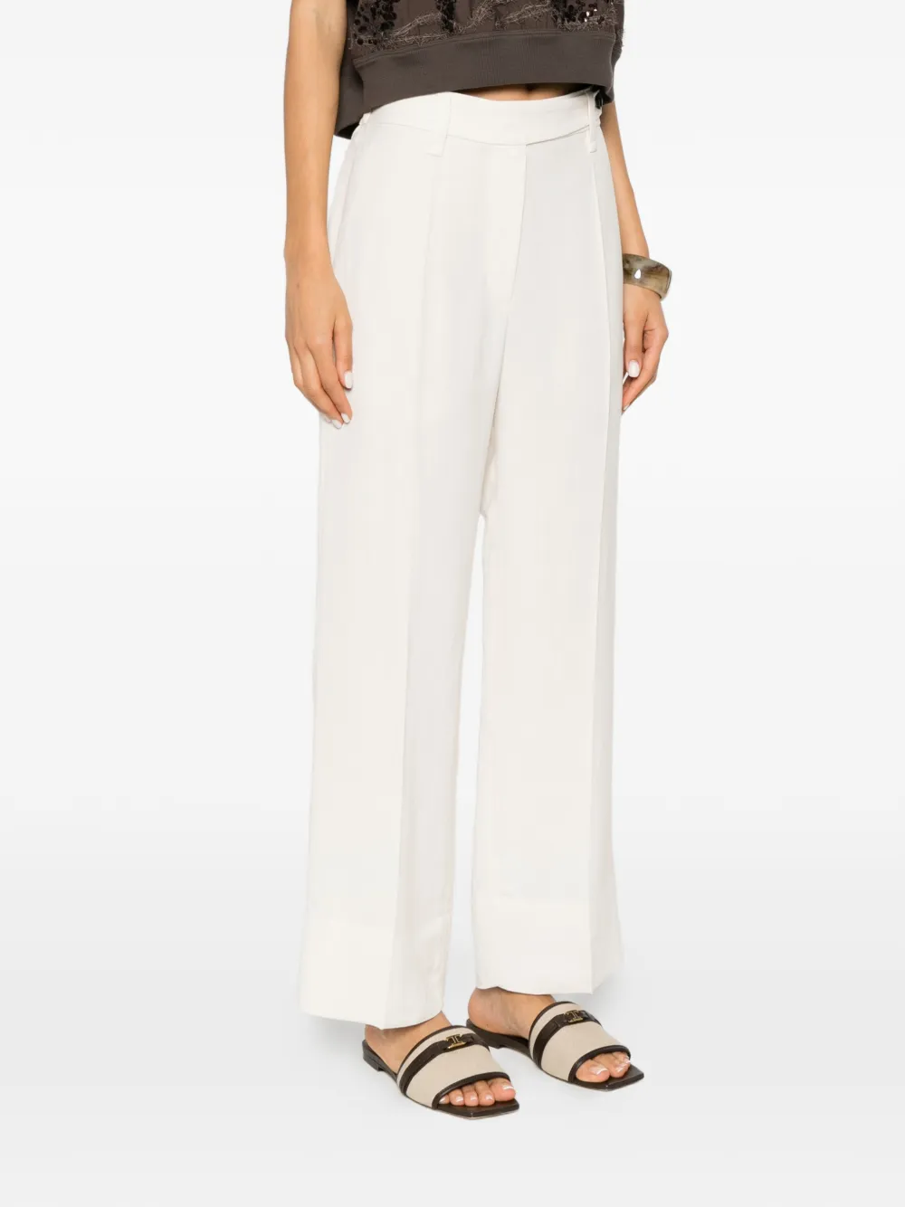 Brunello Cucinelli Broek met wijde pijpen Beige