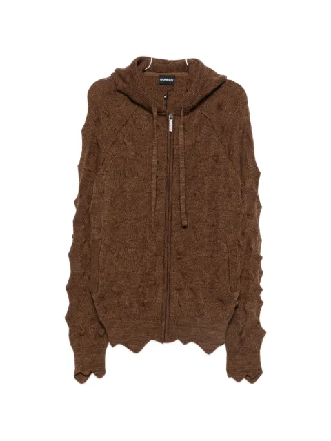 MADFRENZY Spiked zip-up cable-knit cardigan