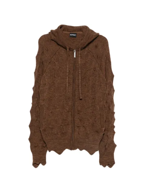 MADFRENZY Spiked zip-up cable-knit cardigan