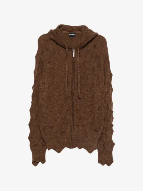 MADFRENZY Spiked zip-up cable-knit cardigan
