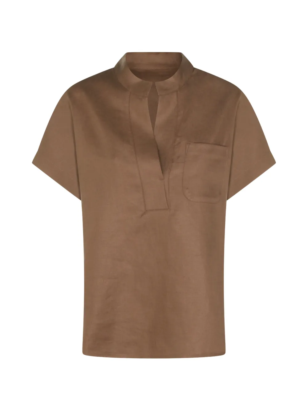 Nine In The Morning chest-pocket collarless top - Marrone