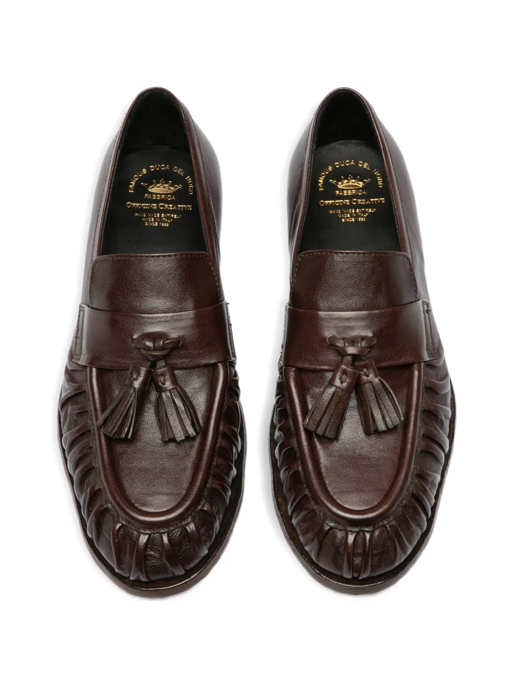 Officine Creative Solitude leren loafers met kwastje Bruin