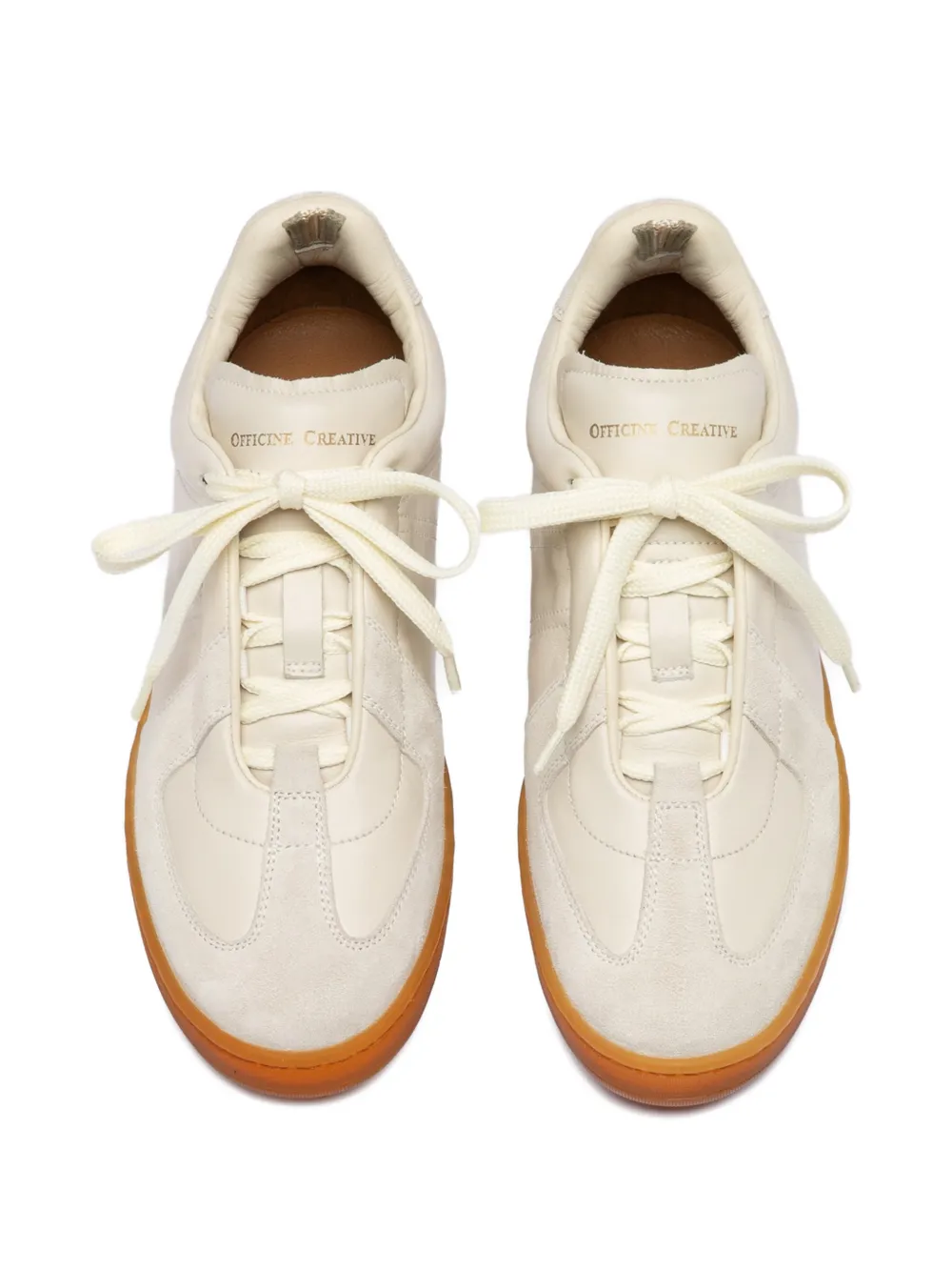 Officine Creative MILITIA 102 leren sneakers met vlakken Beige