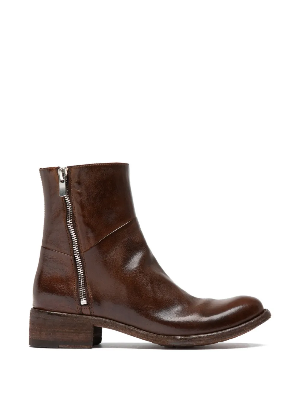 Officine Creative Lison zip leather boots - Marrone