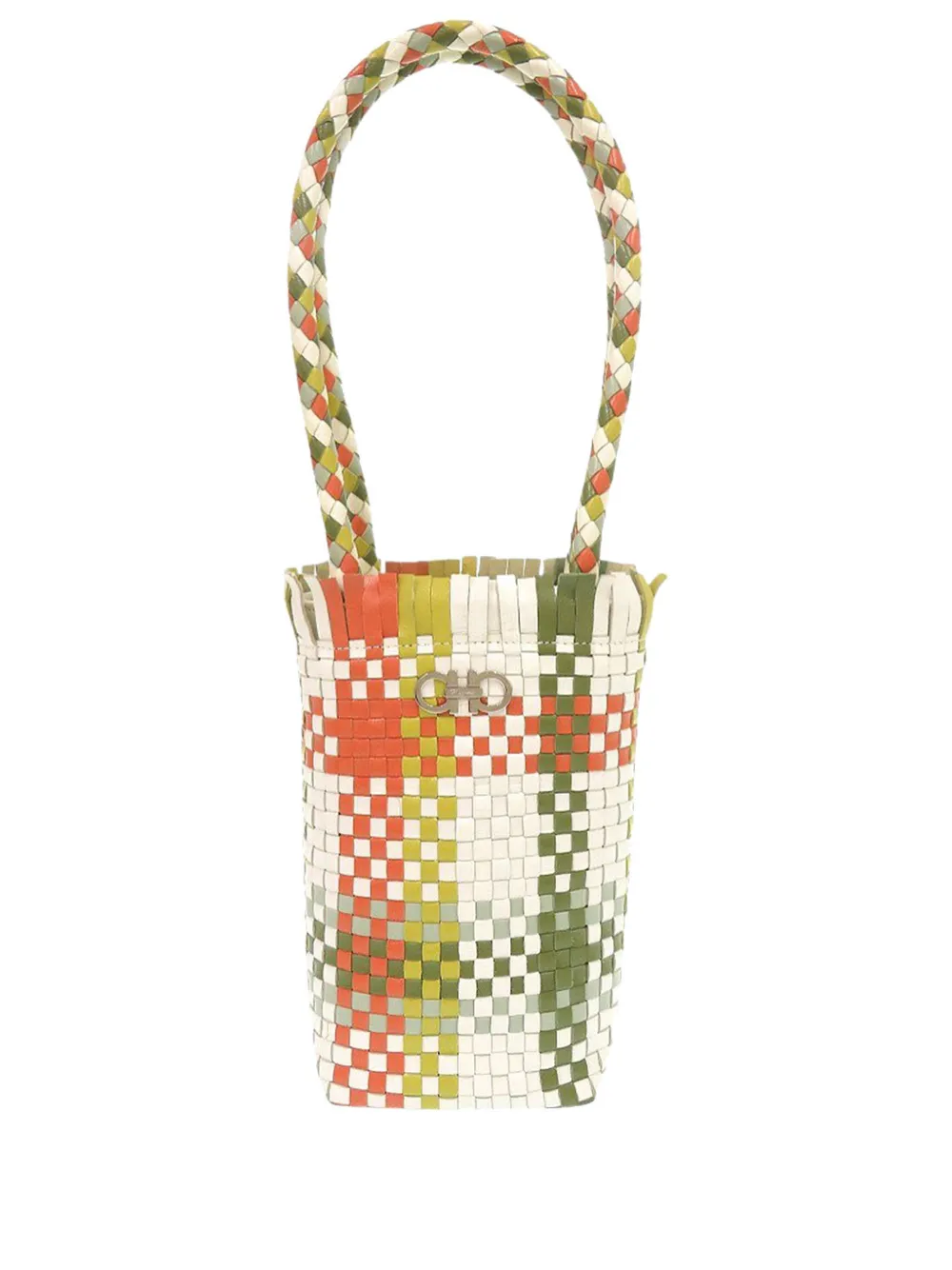 Ferragamo Pre-Owned 2020-2026 Woven Leather Double Gancini shoulder bag - Multicolour