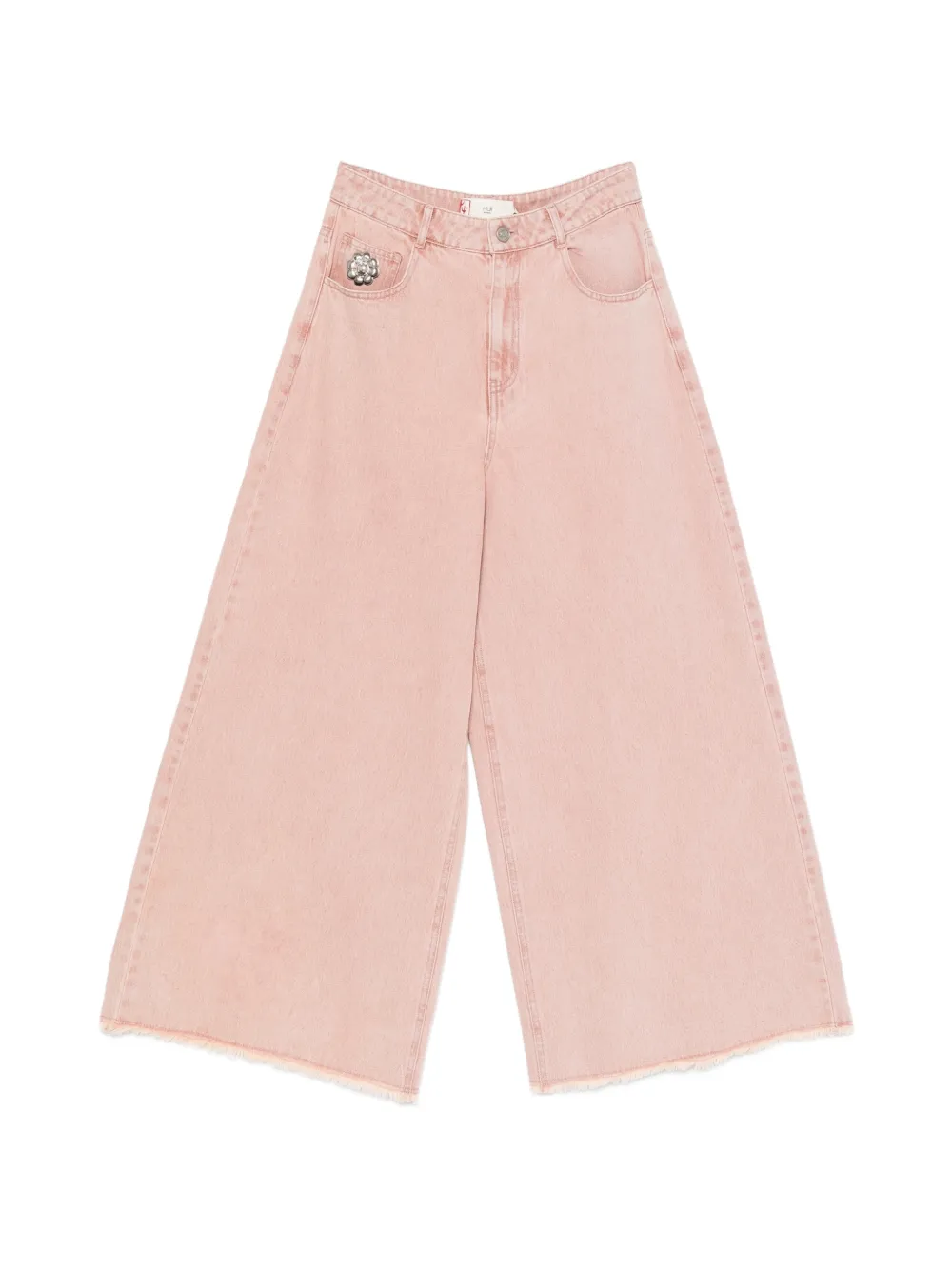 Hui Hui Marco flower-plaque frayed-hem jeans - Rosa