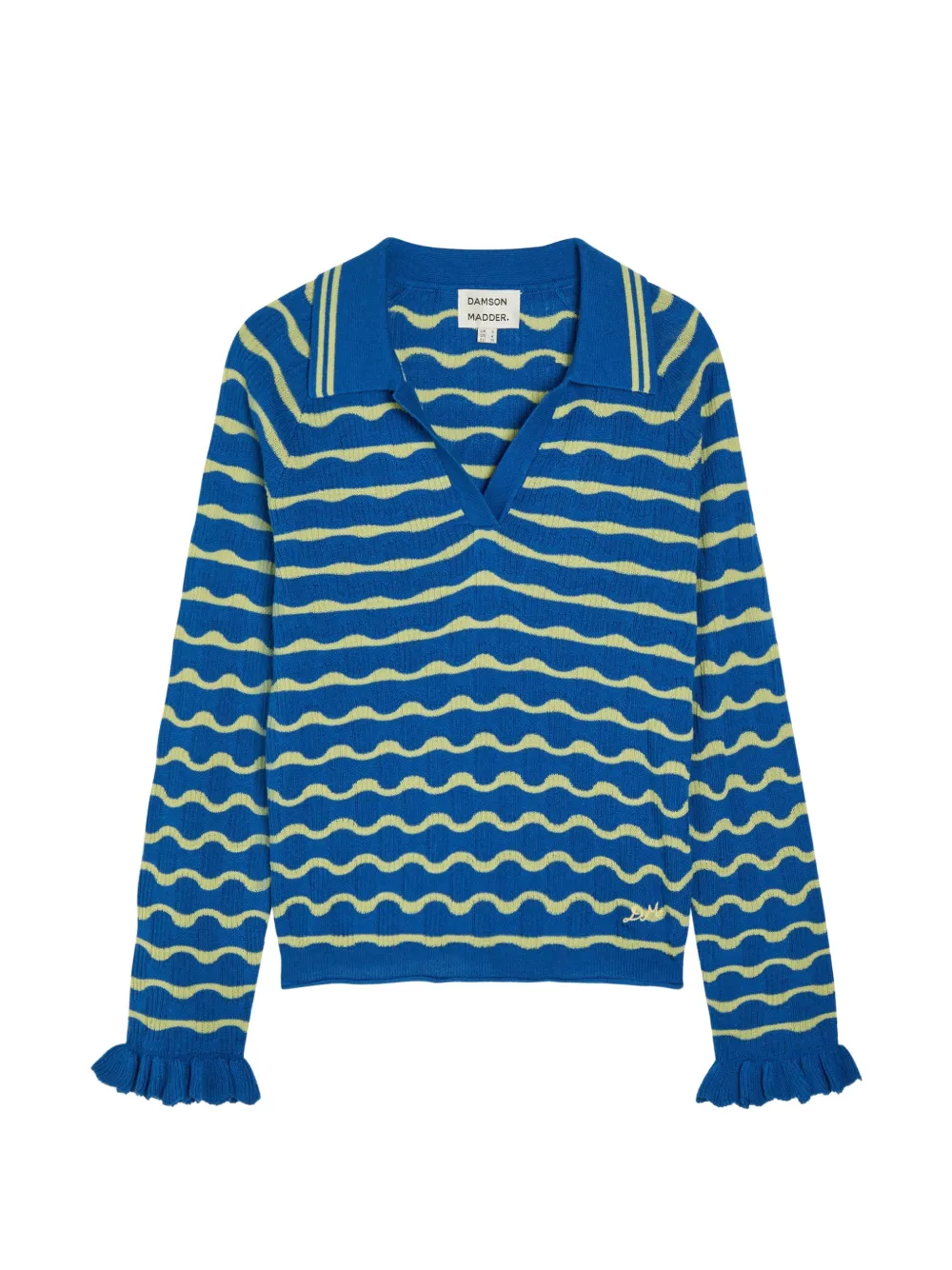 DAMSON MADDER Silvia ruffled-wave sweater - Blu