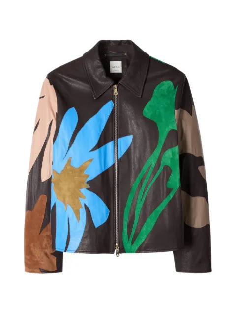 Paul Smith floral-detail leather jacket