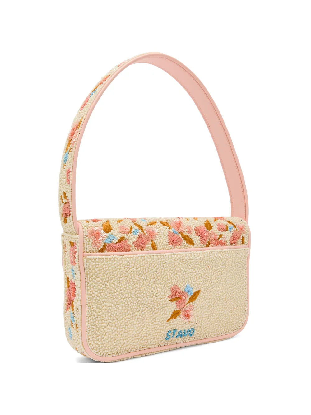 STAUD Tommy beaded floral shoulder bag - Toni neutri