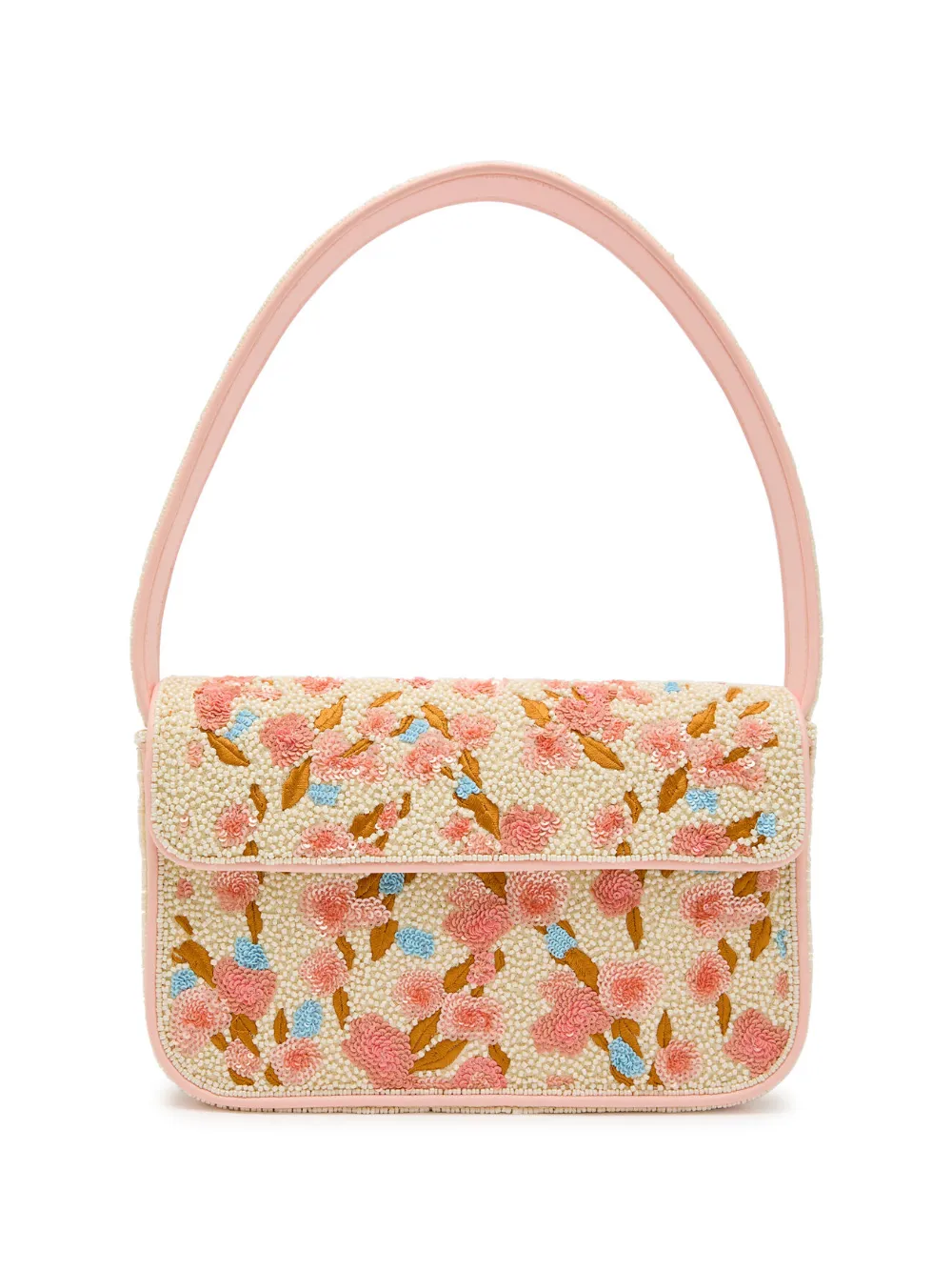 STAUD Tommy beaded floral shoulder bag - Toni neutri