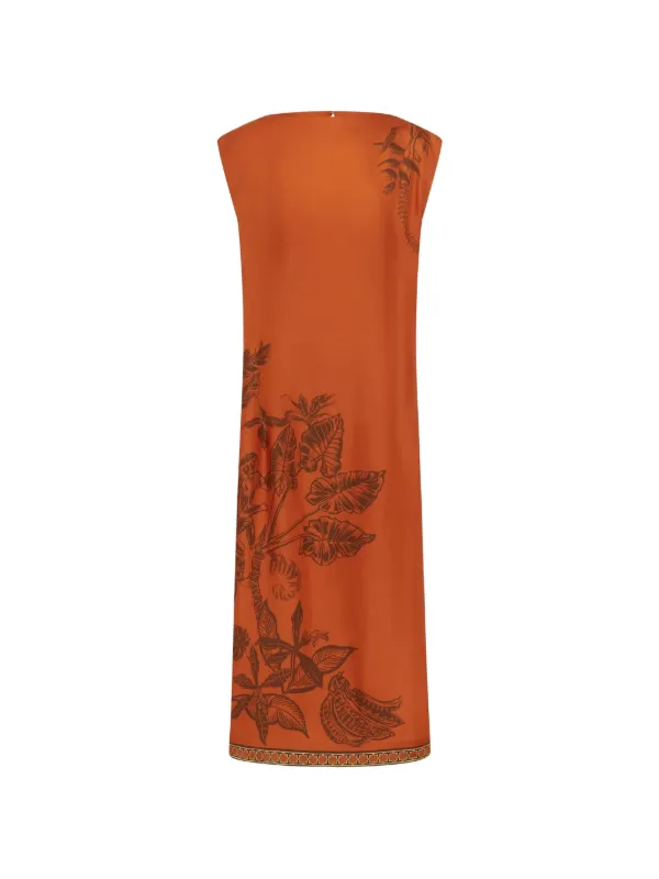 alemais orange dress ALMAIS - - Piato Floral-Satin Mini Shift Dress - Orange - AU 6