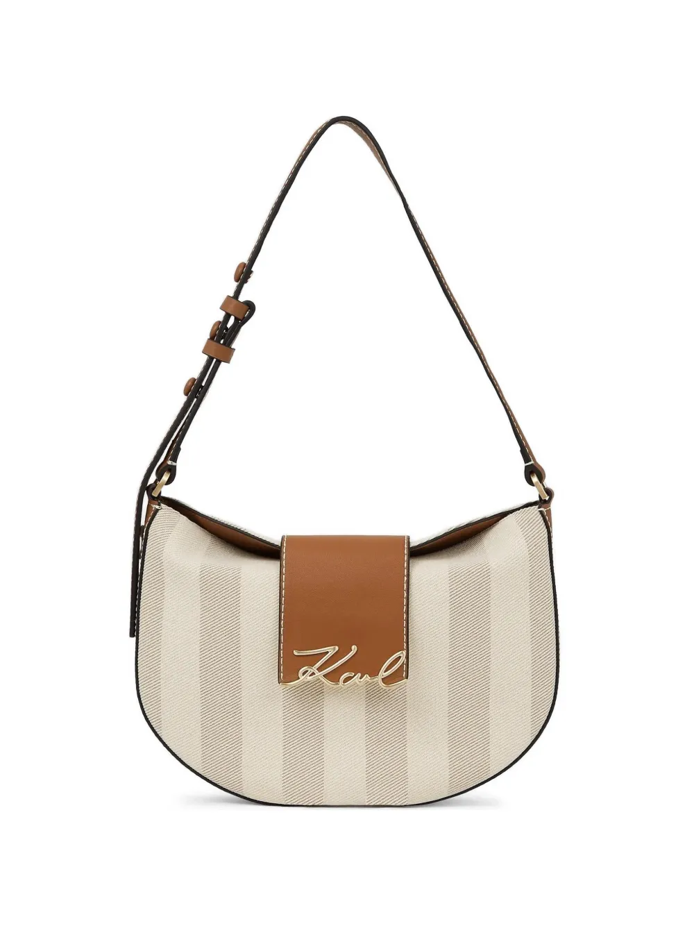 Karl Lagerfeld K/Signature striped shoulder bag - Toni neutri