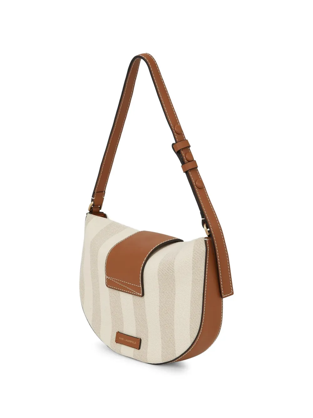 Karl Lagerfeld K Signature gestreepte schoudertas Beige