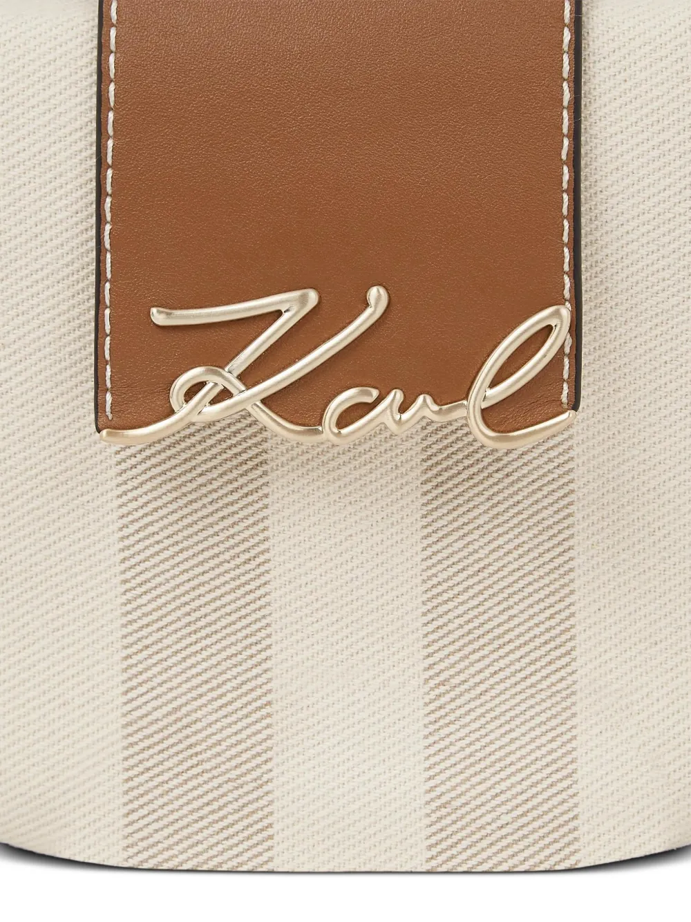 Karl Lagerfeld K Signature gestreepte schoudertas Beige
