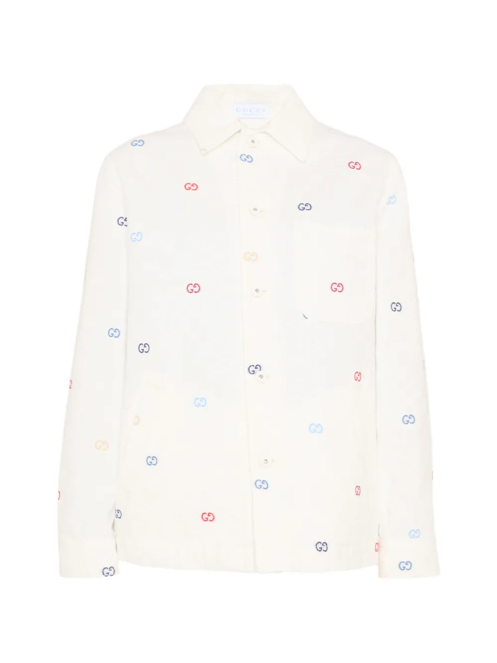 Gucci Kids logo-embroidered shirt jacket - Nude