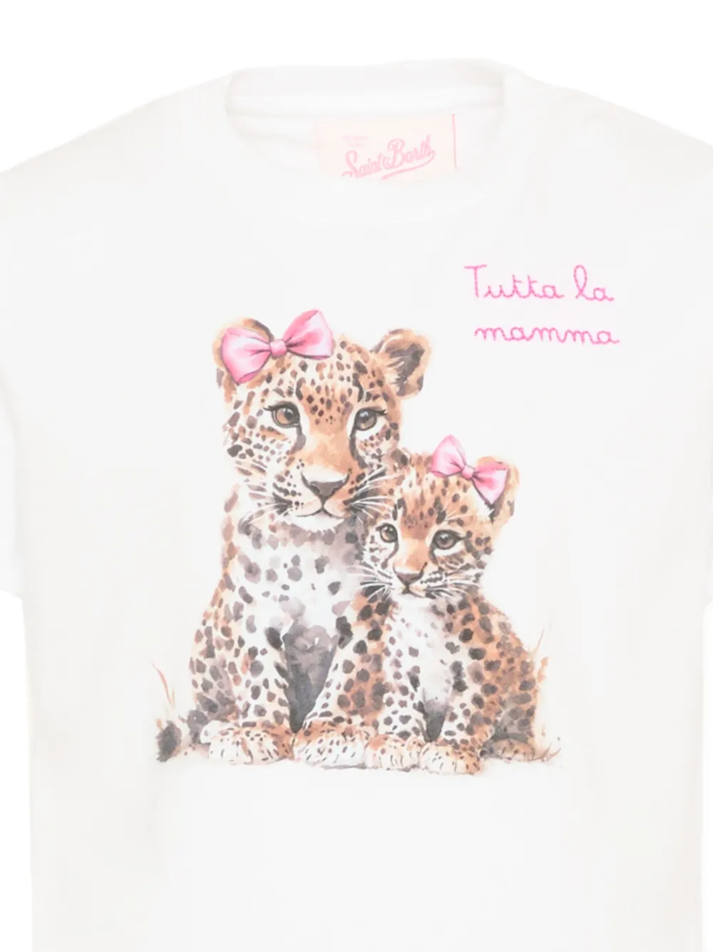 MC2 Saint Barth Kids Elly T-shirt met luipaardprint Wit