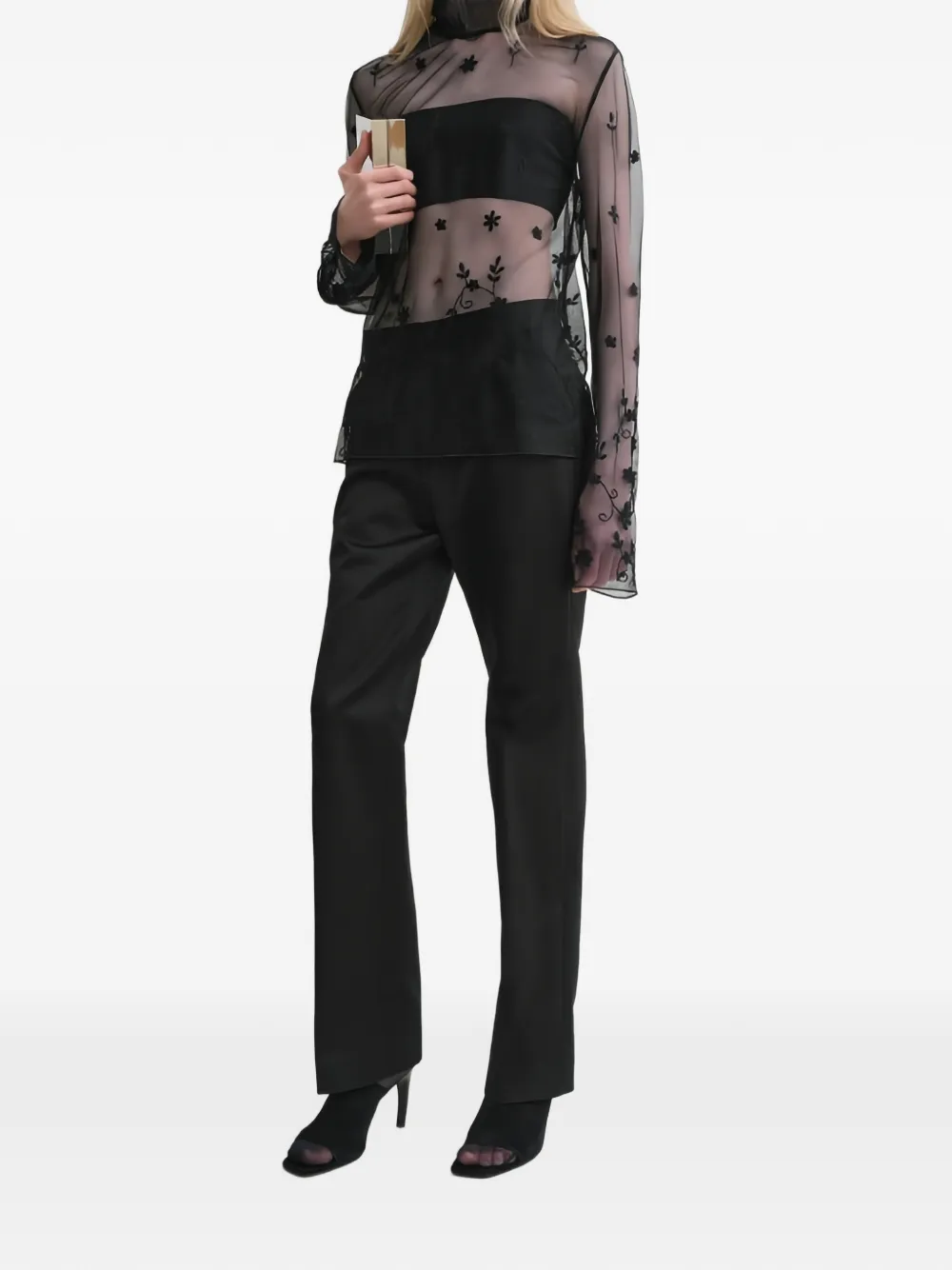  Toteme Embroidered-flower Blouse - Black 
