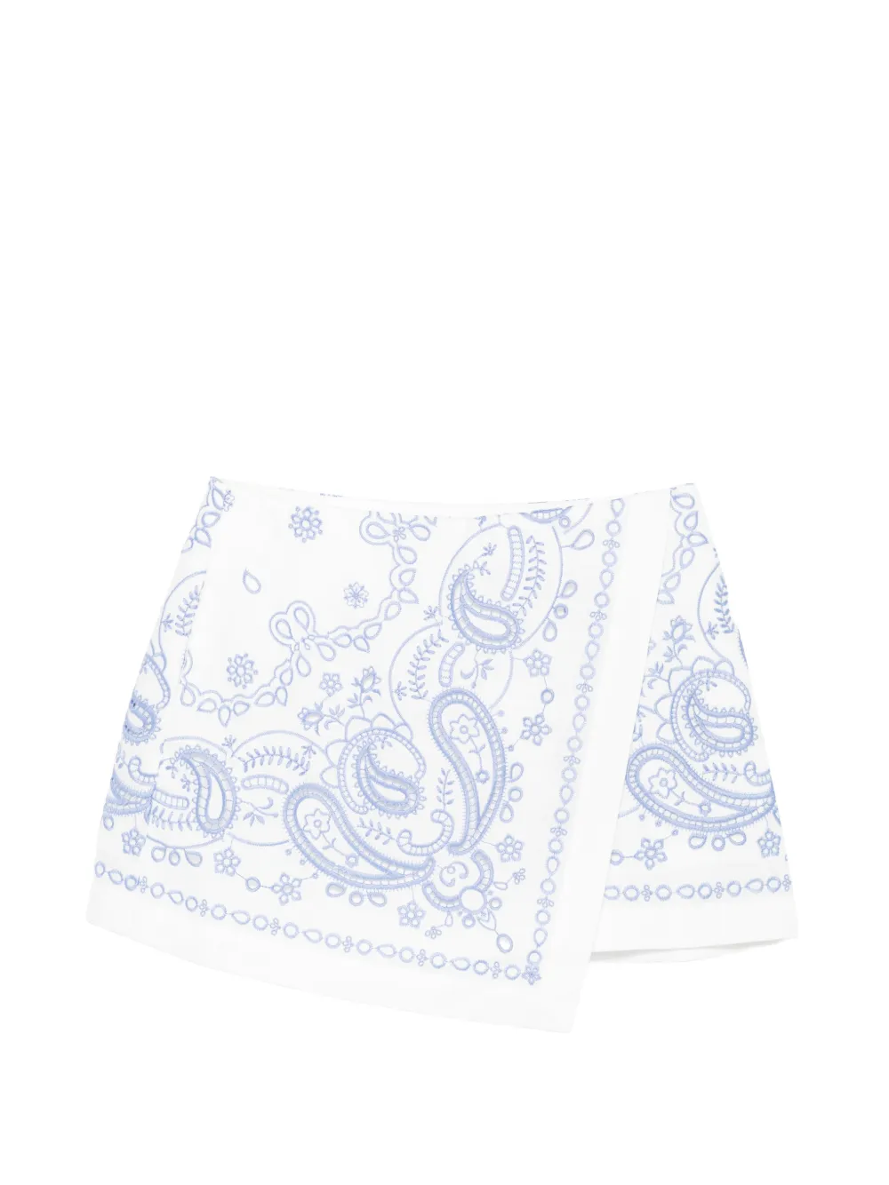 Self-Portrait paisley-enbroidered shorts - Bianco