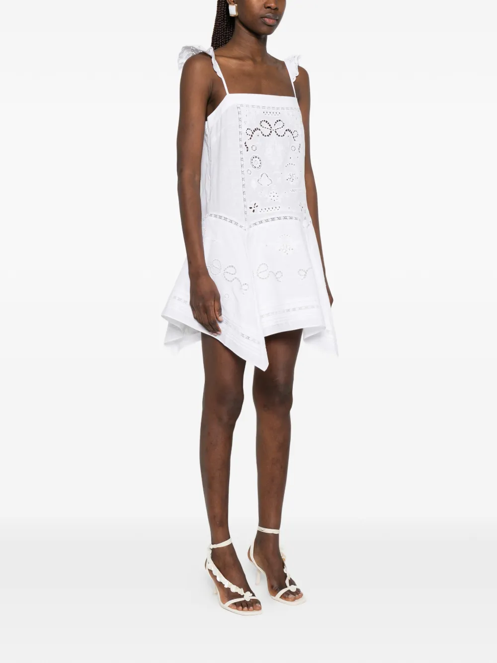 Self-Portrait Mini-jurk met afwerking van kant Wit