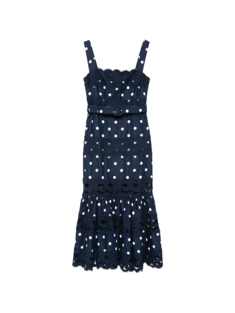 Self-Portrait polka-dot scallop-trims midi dress