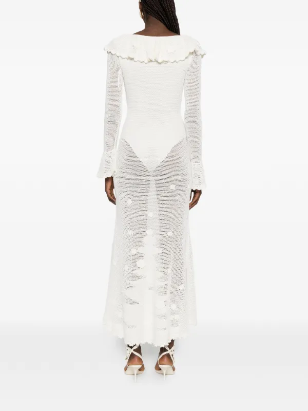 self portrait white crochet dress self-portrait - Pleated Crochet Floral Maxi Dress