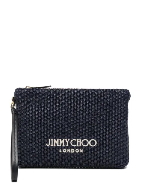 Jimmy Choo woven logo-print clutch bag
