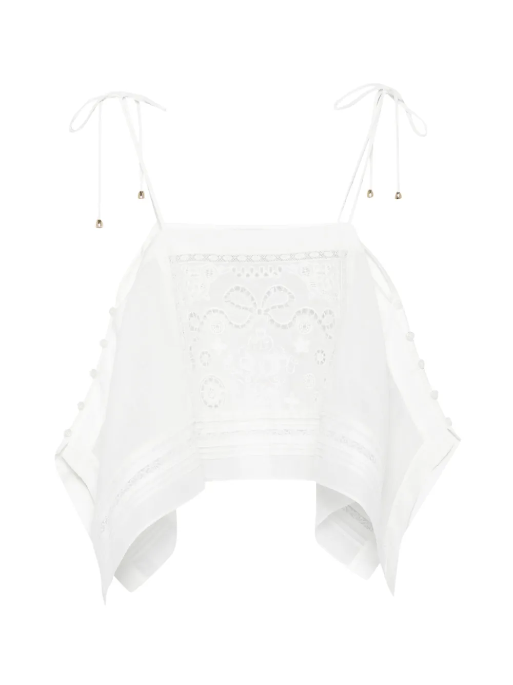 Self-Portrait lace tie-strap top - Bianco