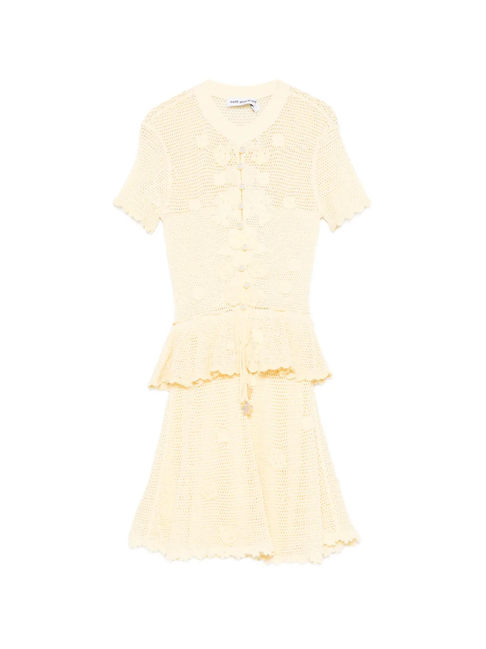Self-Portrait floral crochet mini dress - Giallo
