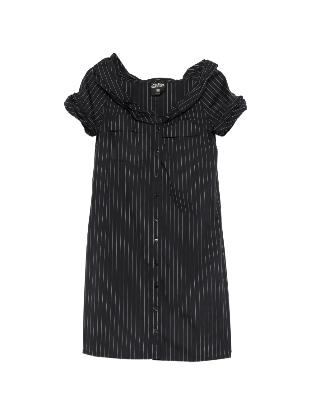 Jean Paul Gaultier Pre-Owned 2000s pinstripe off-the-shoulder mini dress - Nero