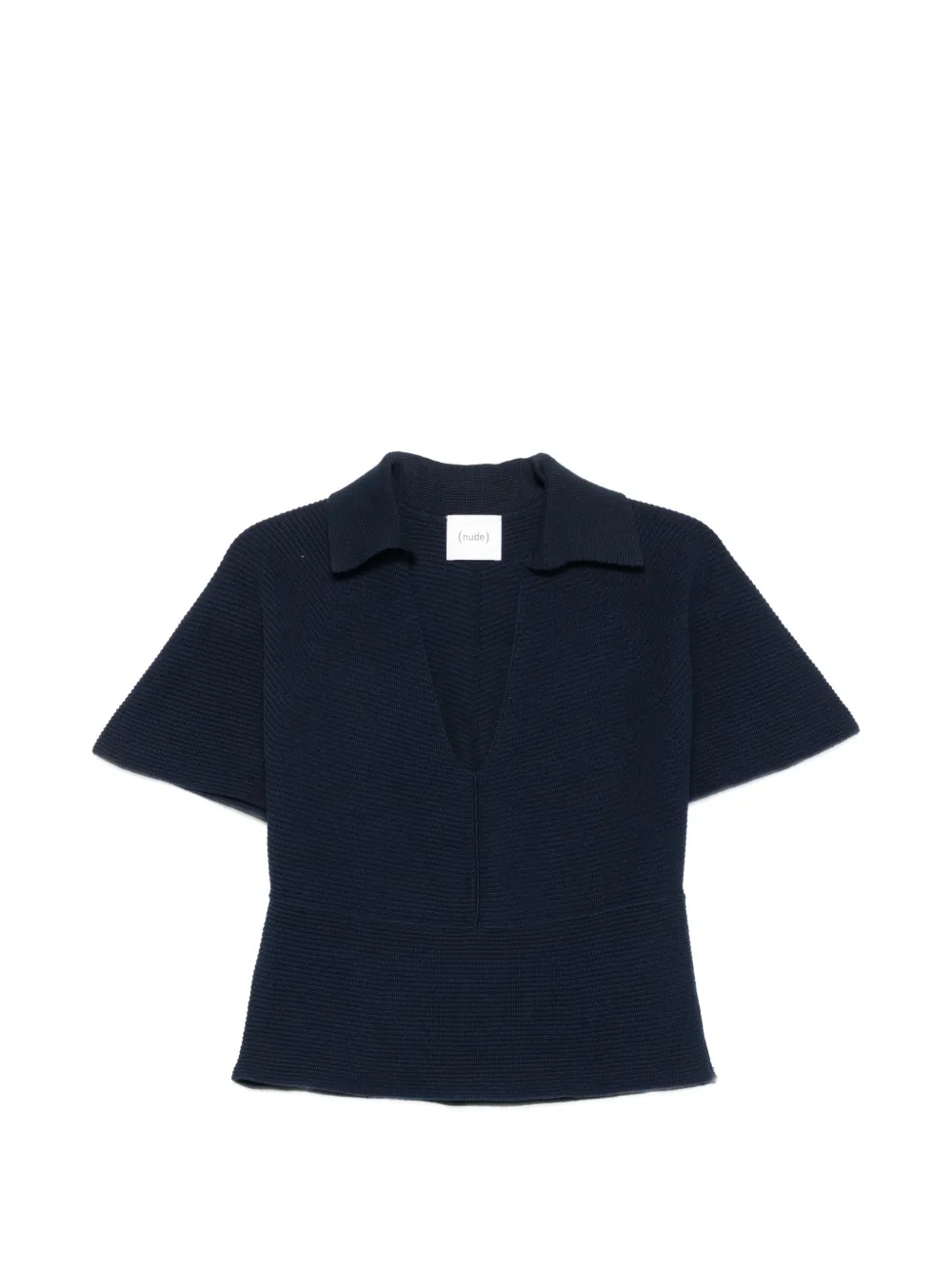 Nude ribbed-knit V-neck sweater - Blu