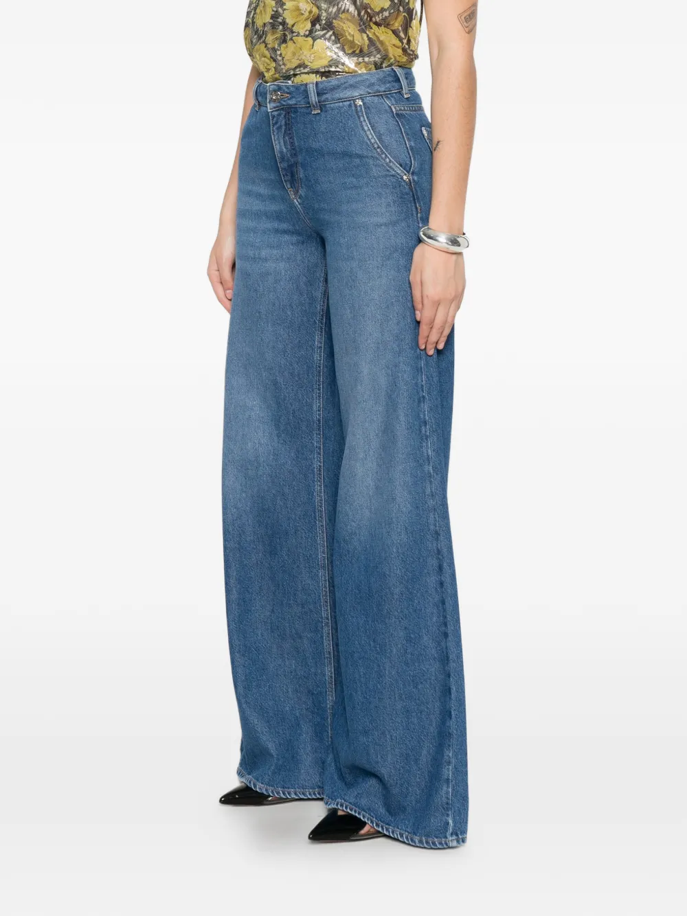  Blumarine Vaqueros Con Detalle De Botones - Azul 
