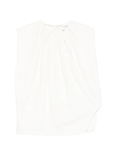 Nude crew-neck blouse