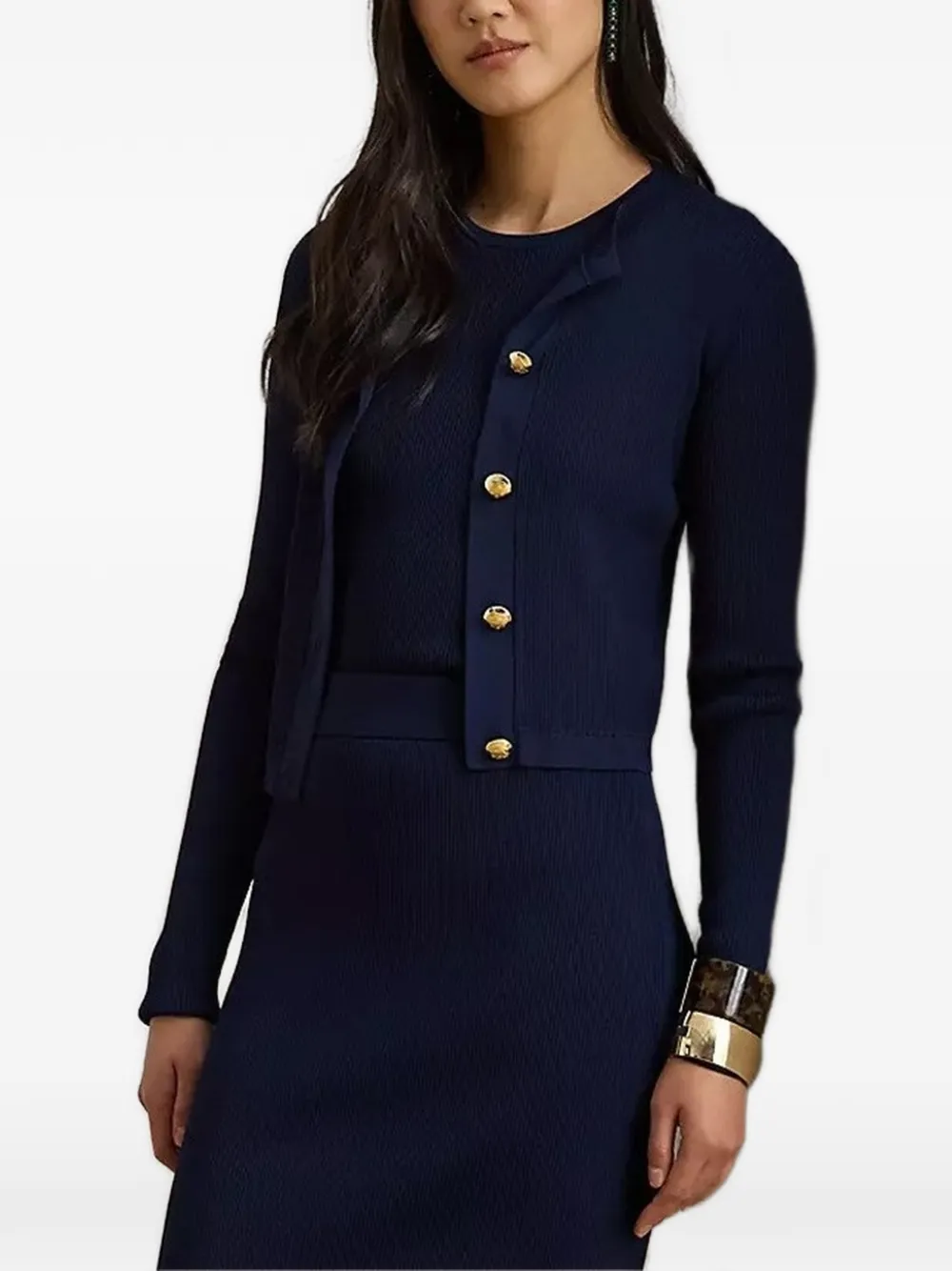 Lauren Ralph Lauren buttoned ribbed cardigan - Blu
