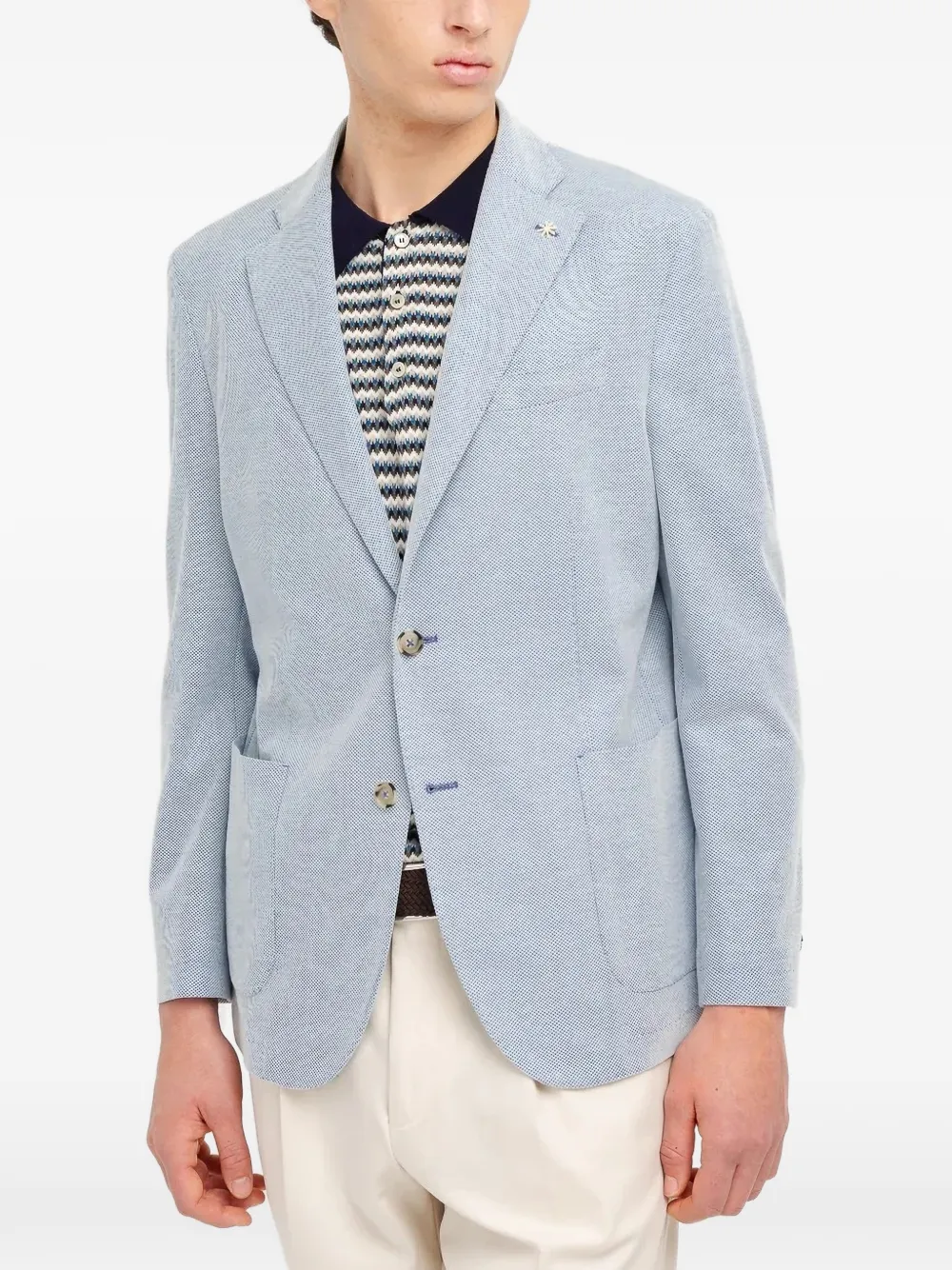 Manuel Ritz micro-patterned single-breasted blazer Blauw