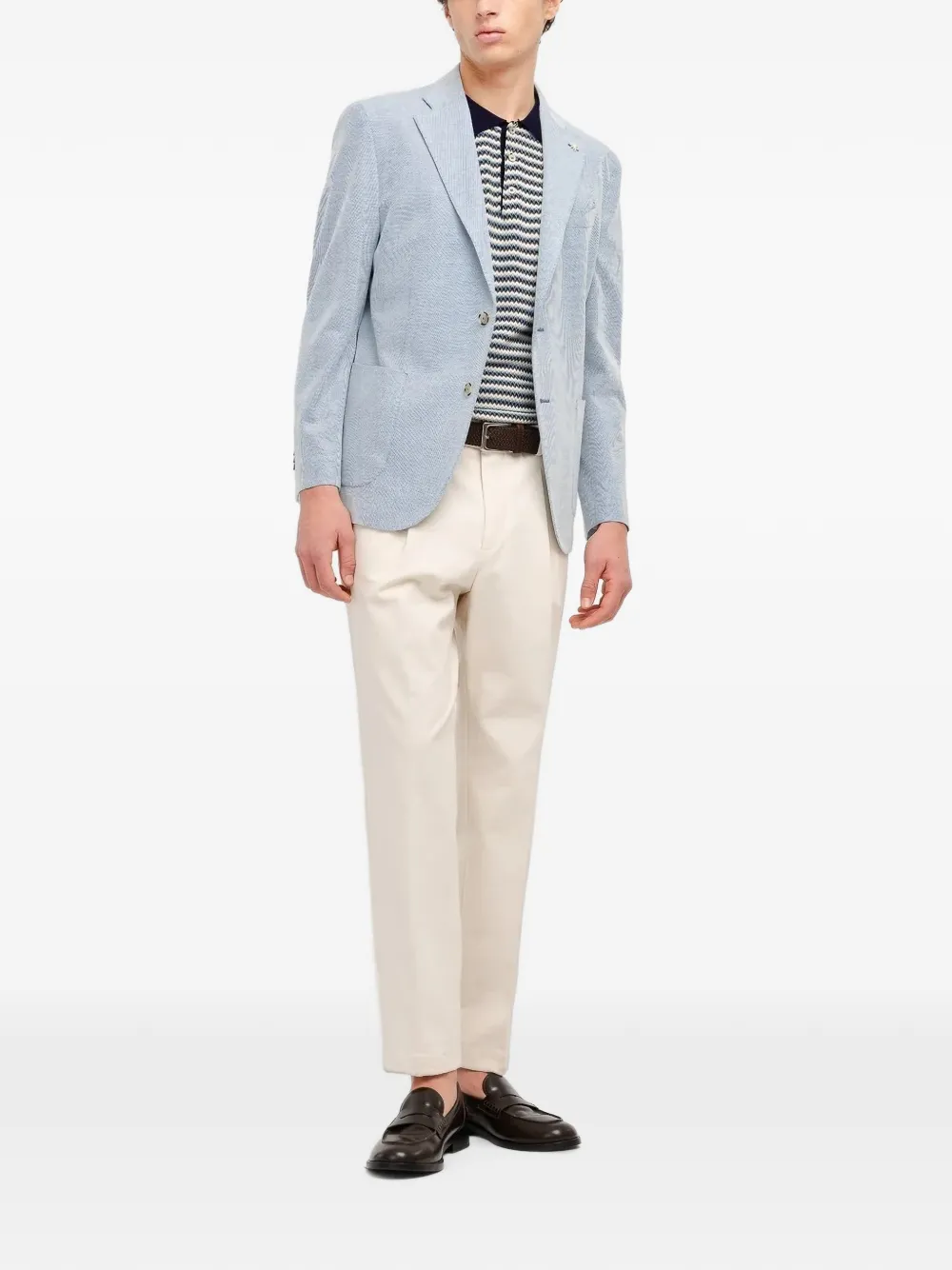 Manuel Ritz micro-patterned single-breasted blazer Blauw