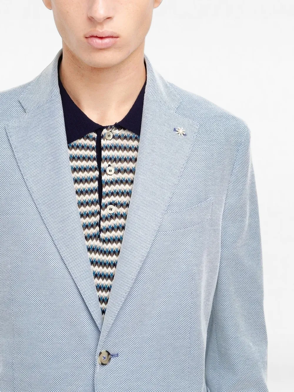 Manuel Ritz micro-patterned single-breasted blazer Blauw