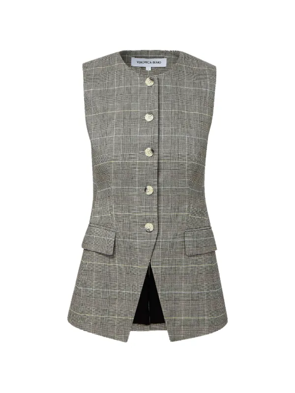 Veronica Beard Lois Check Button Jacket in Grey