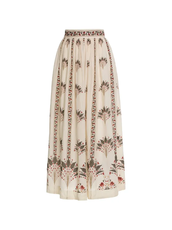 Agua by Agua Bendita Tangelo Andes Floral-print Maxi Skirt in Neutrals