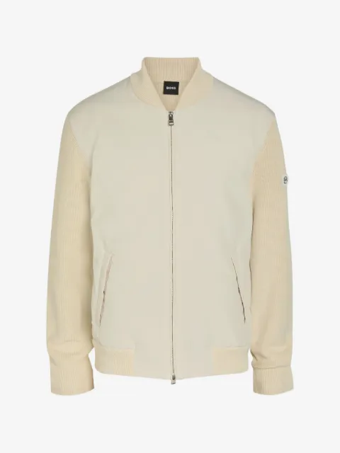 BOSS knitted-sleeve bomber jacket