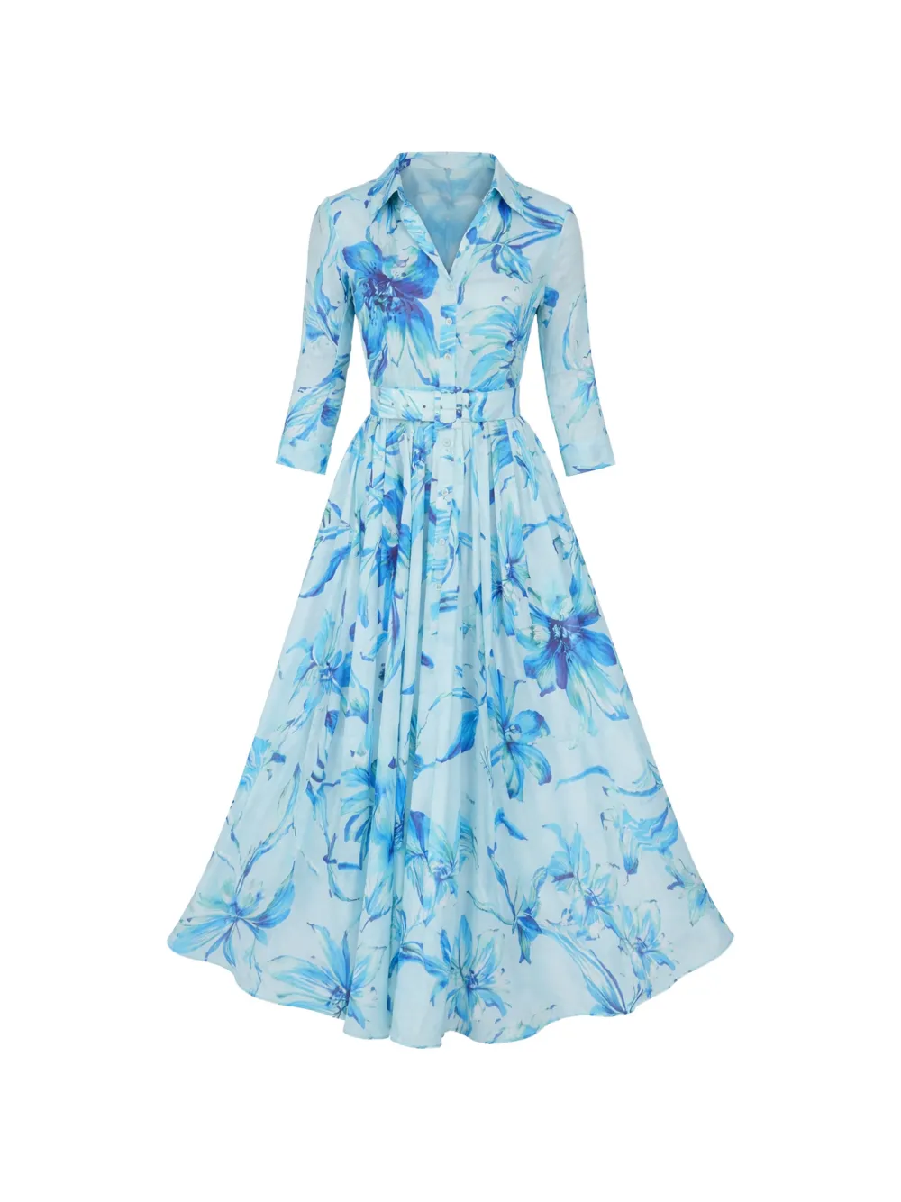 Samantha Sung Aster floral-print belted maxi dress - Blau