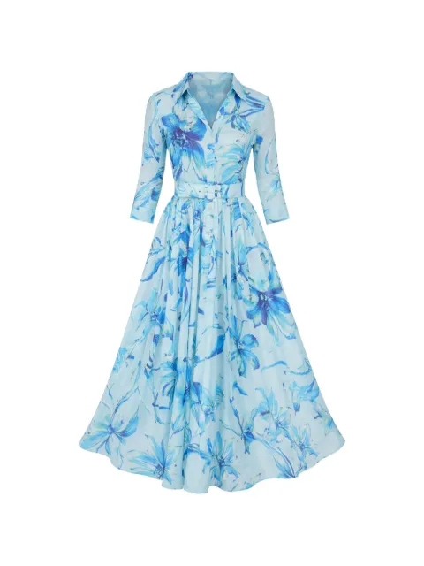 Samantha Sung Aster floral-print belted maxi dress