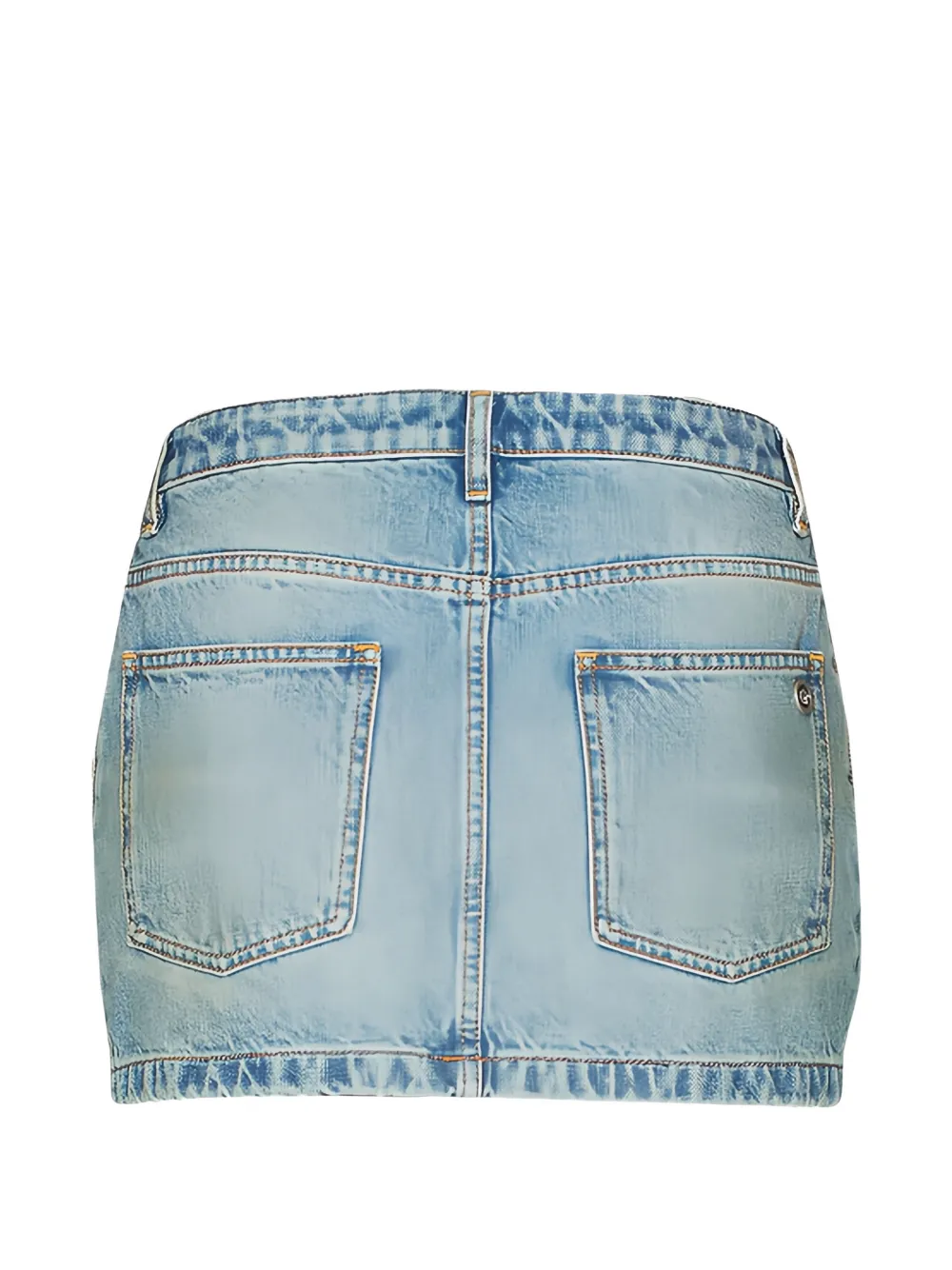  Area Chain-embellished Denim Skirt - Blue 