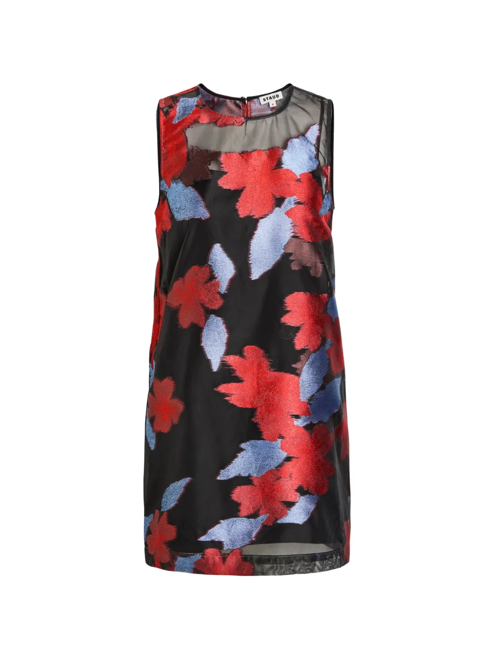 STAUD Brea floral-detail sleeveless mini dress - Schwarz