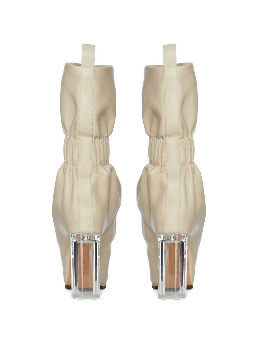 Rick Owens Taquito leren laarzen met ruches Beige