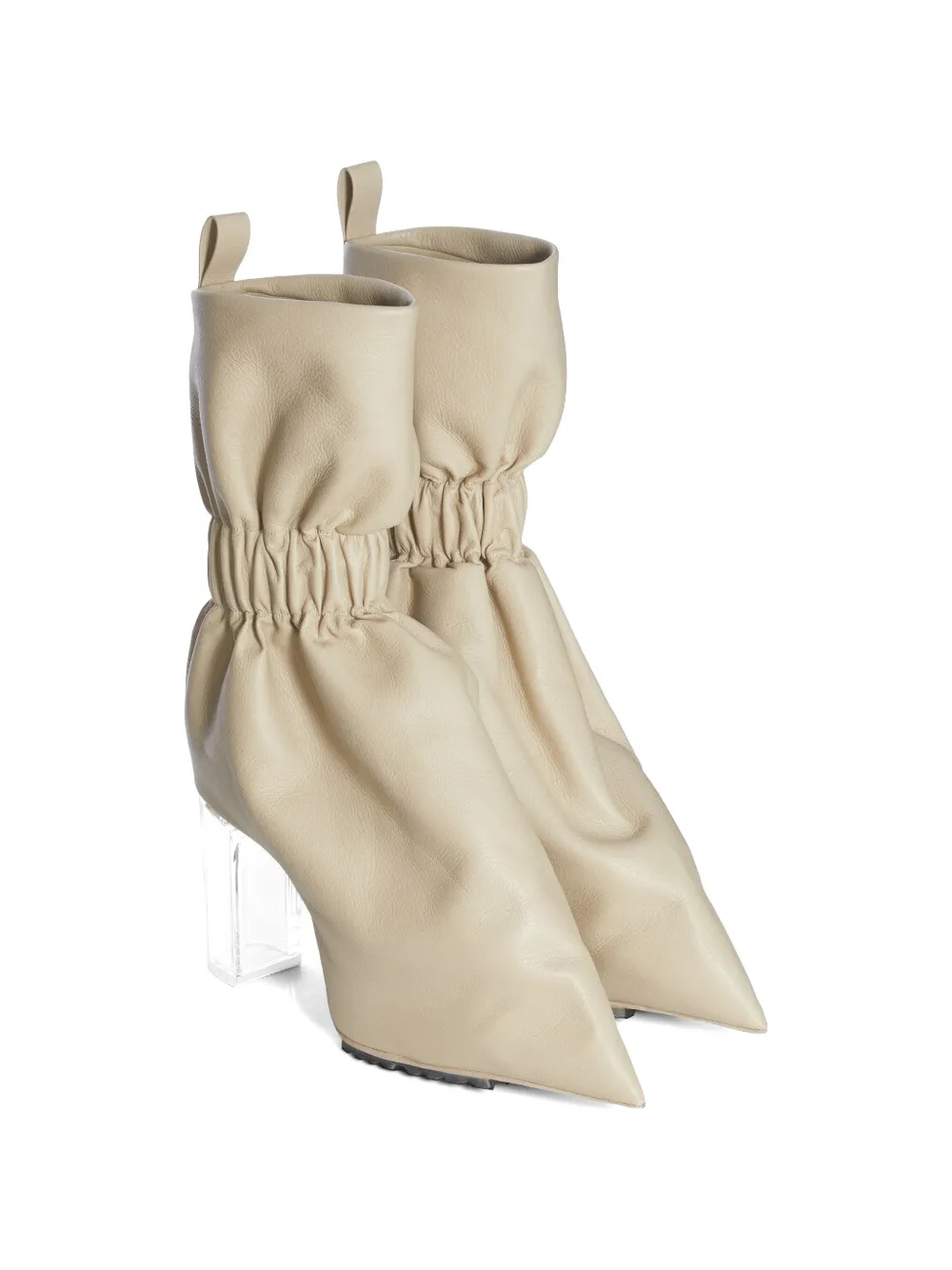 Rick Owens Taquito leren laarzen met ruches Beige