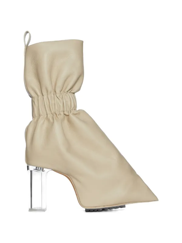 Rick Owens Temple Cuffed Taquito Pull on Boots in Cow Leather in Neutrals